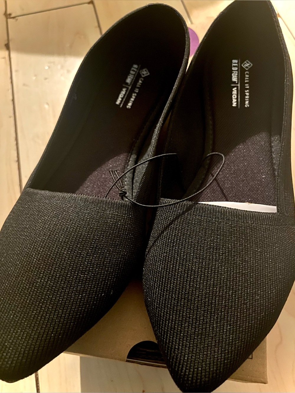 Call It Spring Black Pointed Toe Vegan Slip-On Loafers